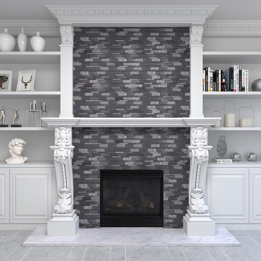 Elida Ceramica Dark Mountain 12-in x 12-in Crackled Natural Slate Linear Mosaic Wall Tile (0.98-sq ft Piece) - Image 4