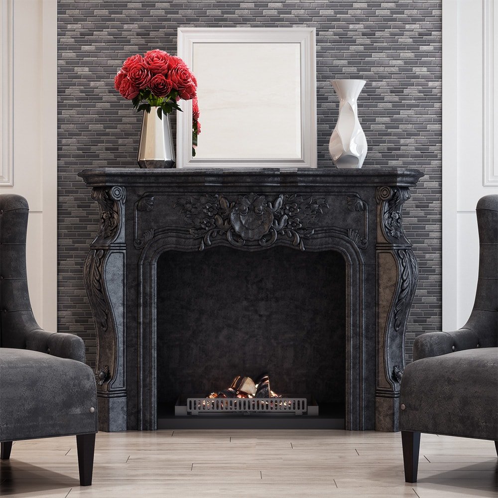 Elida Ceramica Dark Mountain 12-in x 12-in Crackled Natural Slate Linear Mosaic Wall Tile (0.98-sq ft Piece) - Image 2