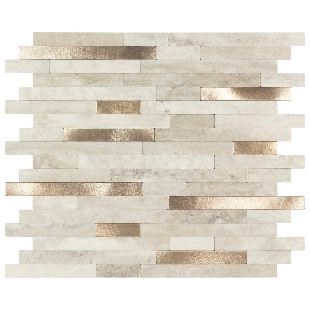 Peel & Stick Mosaics Golden Oasis 11-in x 13-in Matte PVC Linear Mosaic Wall Tile (0.827-sq ft Piece) - Image 4