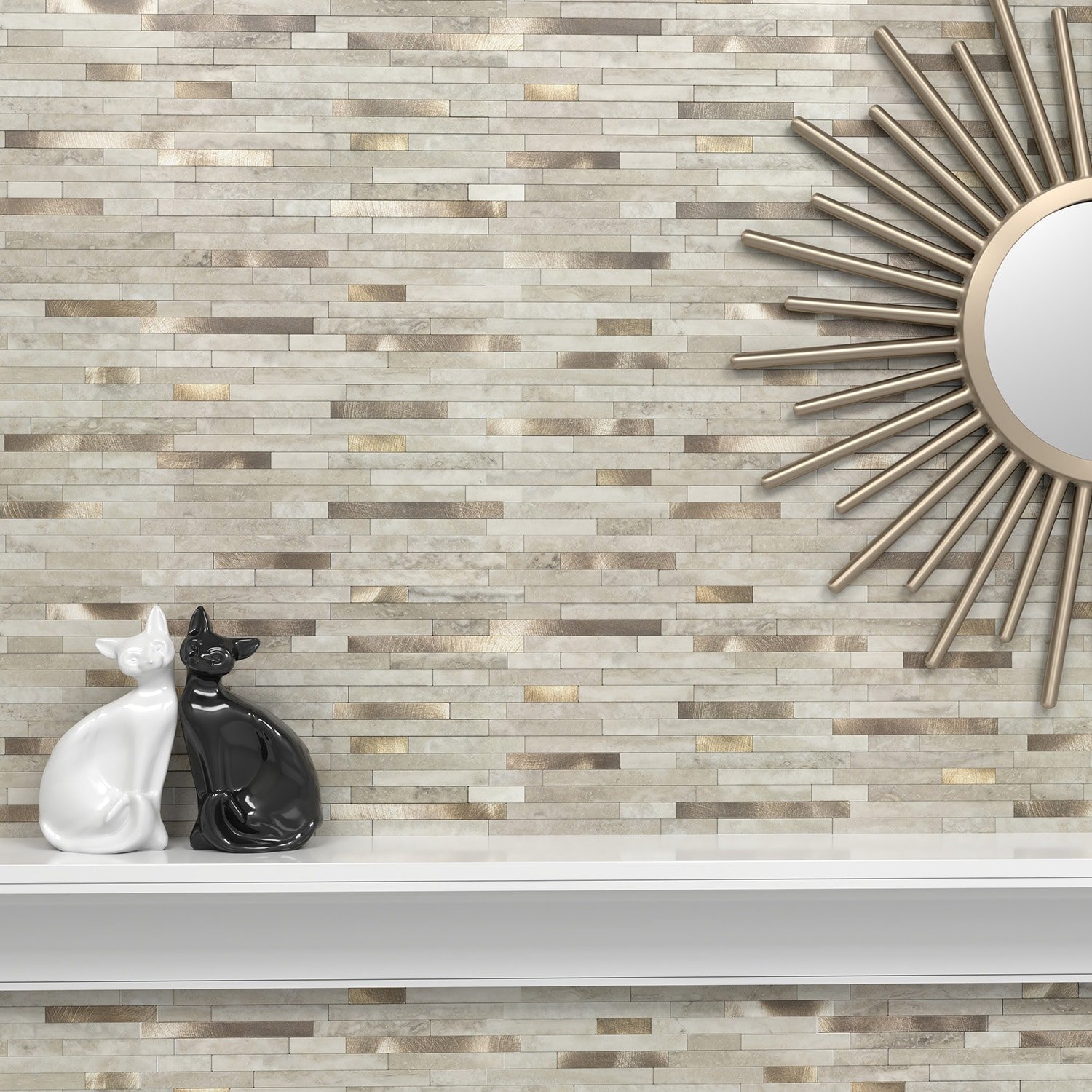 Peel & Stick Mosaics Golden Oasis 11-in x 13-in Matte PVC Linear Mosaic Wall Tile (0.827-sq ft Piece) - Image 2