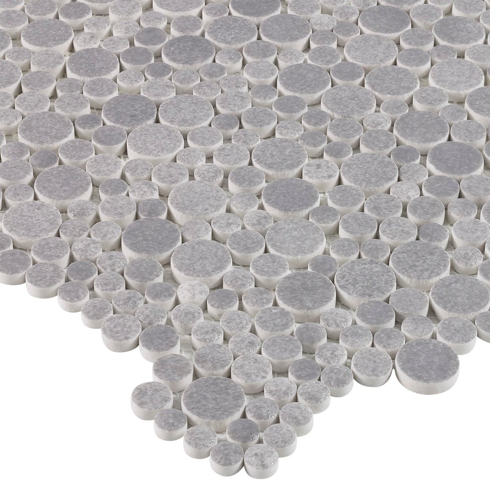 Elida Ceramica Charcoal cirque grey 12-in x 12-in Glazed Recycled glass Pebble Mosaic Floor and Wall Tile (0.998-sq ft Piece) - Image 3