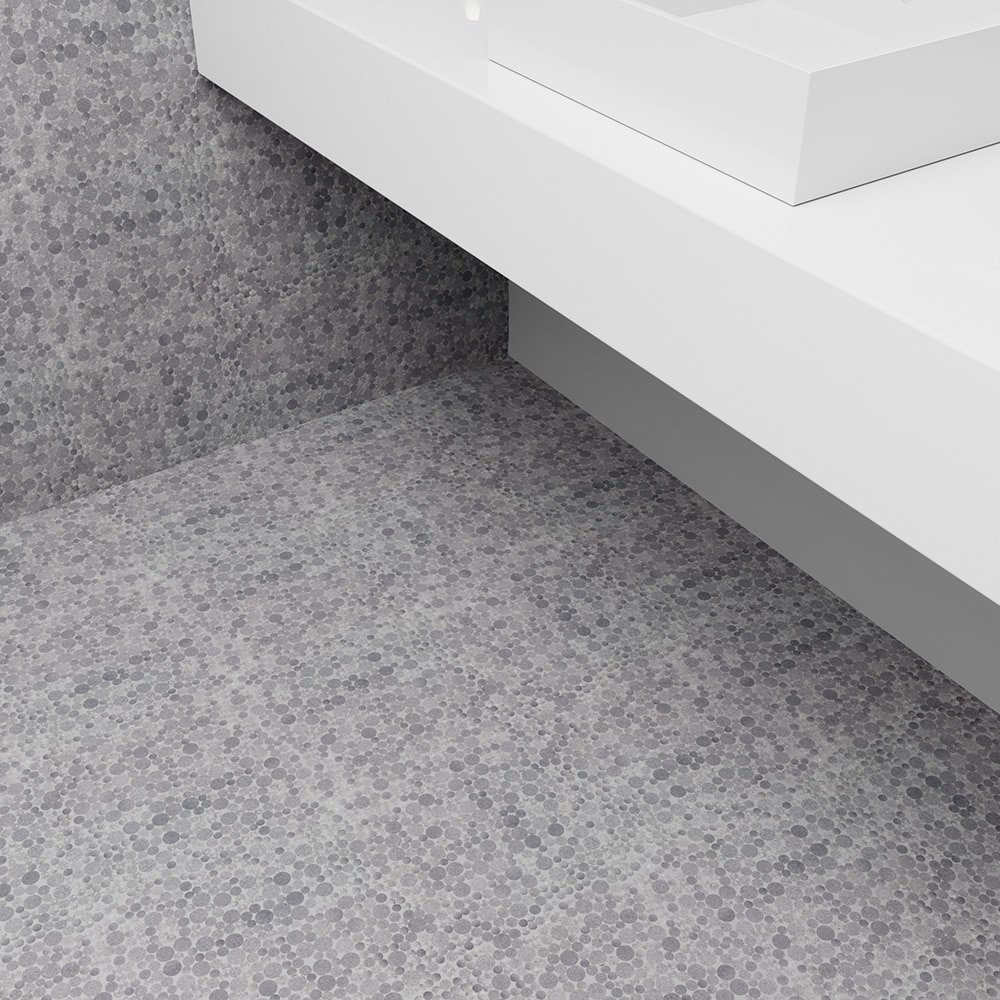 Elida Ceramica Charcoal cirque grey 12-in x 12-in Glazed Recycled glass Pebble Mosaic Floor and Wall Tile (0.998-sq ft Piece) - Image 4