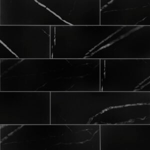 Peel&Stick Tile Fieldstone Black 4-in x 12-in Matte PVC Linear Mosaic Wall Tile