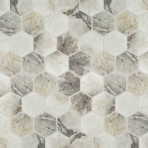Elida Ceramica Stoneridge Hex White Gray 10-in x 12-in Matte Recycled glass Hexagon Mosaic Floor and Wall Tile (0.851-sq ft Piece)