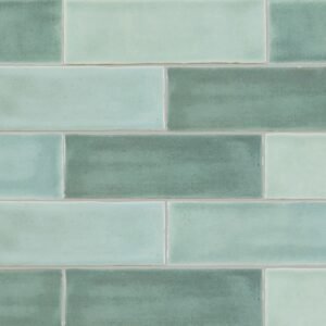 Boutique Castaway Green 3-in x 9-in Glazed Ceramic Subway Wall Tile (0.185-sq ft Piece)