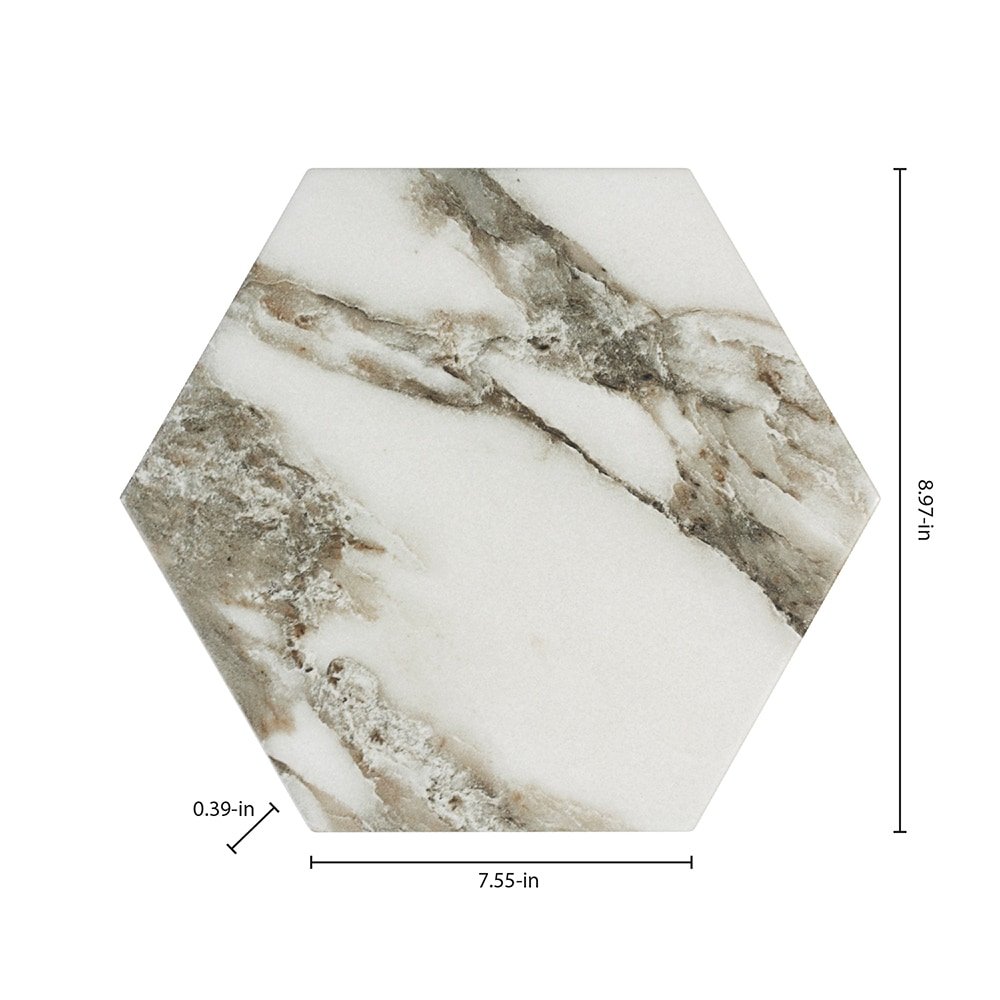 Arabescato 8-in x 9-in Matte Porcelain Hexagon Floor and Wall Tile ( 9.024-sq ft Carton) - Image 5