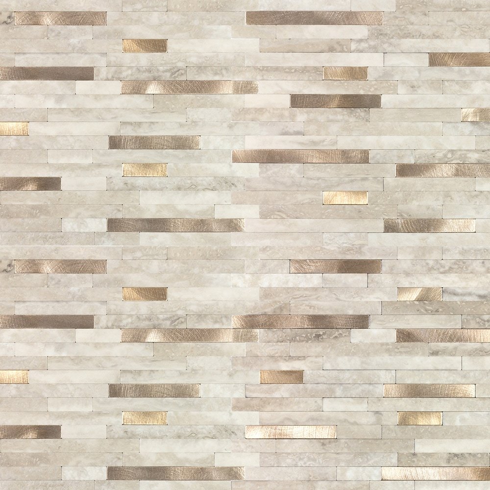 Peel & Stick Mosaics Golden Oasis 11-in x 13-in Matte PVC Linear Mosaic Wall Tile (0.827-sq ft Piece)