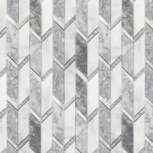 Boutique Stone Waterjet On Point White Gray 12-in x 12-in Honed Natural Quartz Herringbone Mosaic Floor and Wall Tile (0.861-sq ft Piece)