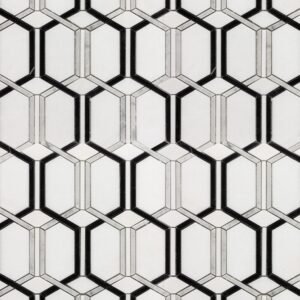 Boutique Stone Waterjet Metro Sleek Black and White 11-in x 15-in Polished Natural Marble Hexagon Mosaic Floor and Wall Tile (0.933-sq ft Piece)