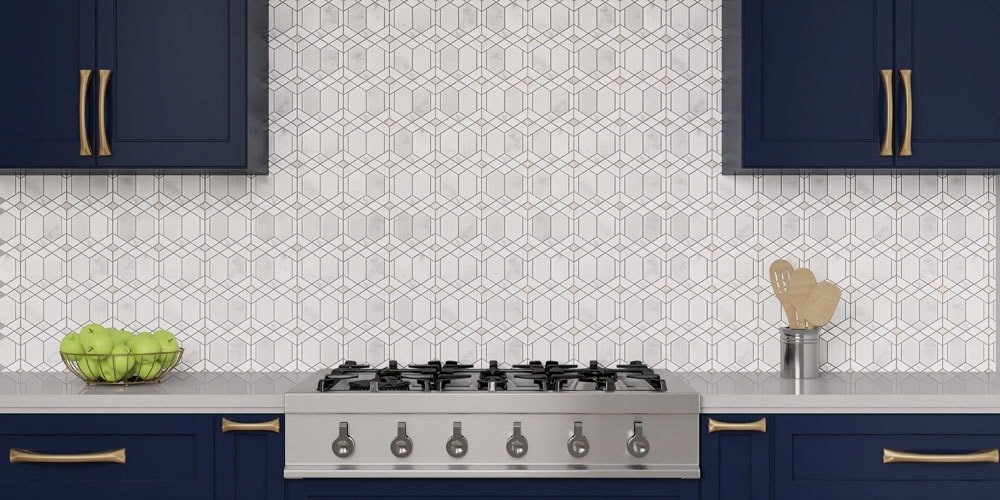 Boutique Stone Waterjet Kingston Manor Gray 10-in x 11-in Polished Natural Marble Oval Mosaic Wall Tile (0.686-sq ft Piece) - Image 4