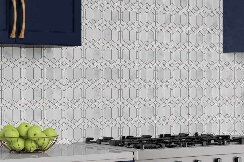 Boutique Stone Waterjet Kingston Manor Gray 10-in x 11-in Polished Natural Marble Oval Mosaic Wall Tile (0.686-sq ft Piece) - Image 5