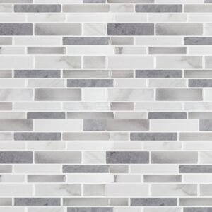 Peel&Stick Mosaics Grey stone 10-in x 10-in Glossy Composite Linear Mosaic Wall Tile (0.694-sq ft Piece)