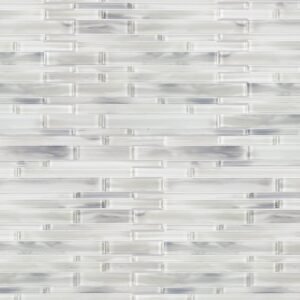 Allen + Roth White 12-in x 12-in Glossy Glass Linear Mosaic Wall Tile (0.97-sq ft Piece)