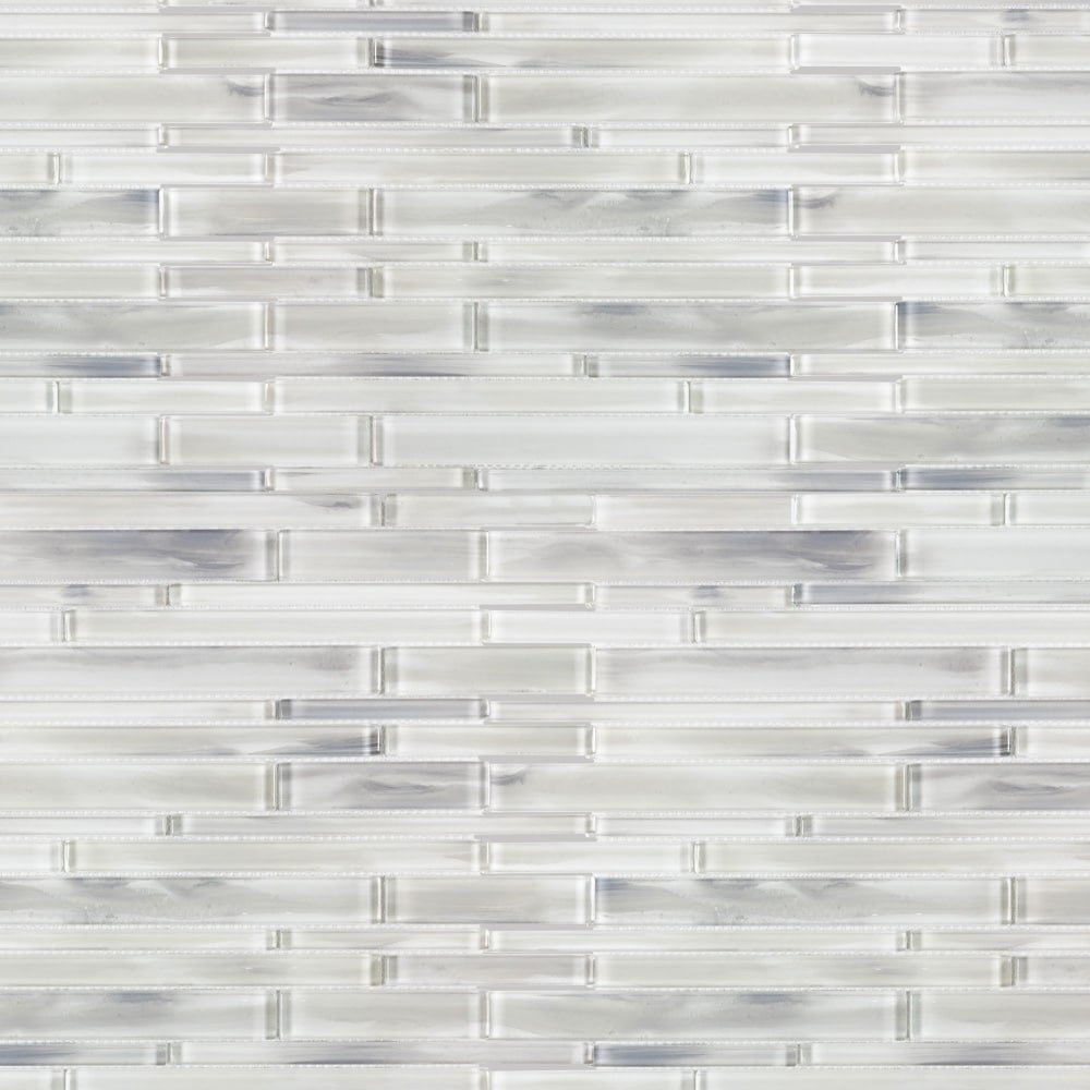 Allen + Roth White 12-in x 12-in Glossy Glass Linear Mosaic Wall Tile (0.97-sq ft Piece)