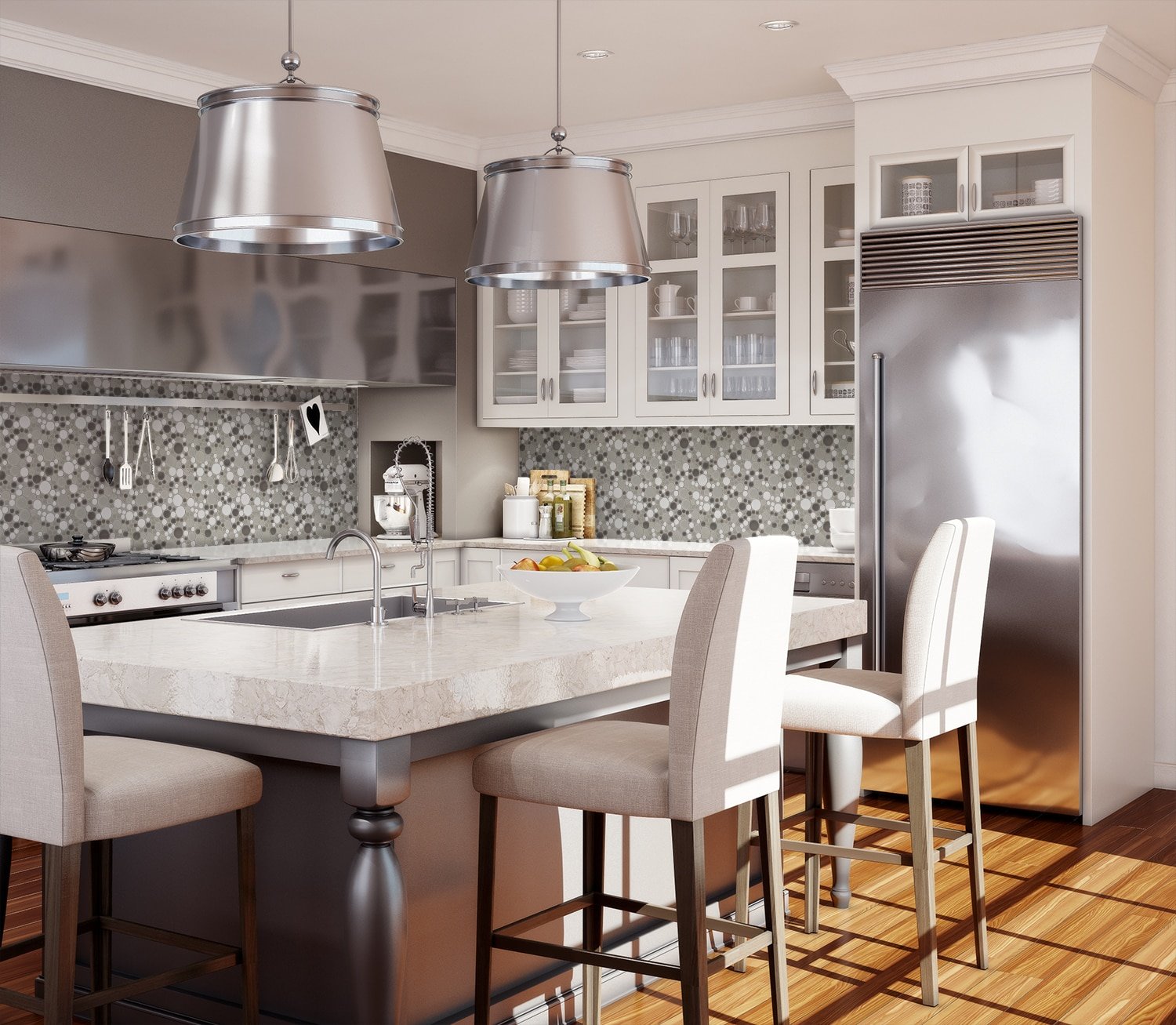 Elida Ceramica Rounded Blend 11-in x 11-in Glazed Porcelain Round Mosaic Wall Tile (0.81-sq ft Piece) - Image 5