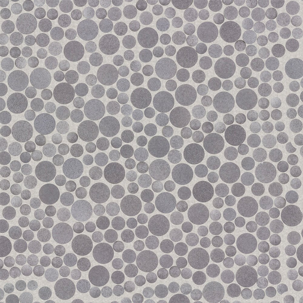 Elida Ceramica Charcoal cirque grey 12-in x 12-in Glazed Recycled glass Pebble Mosaic Floor and Wall Tile (0.998-sq ft Piece)