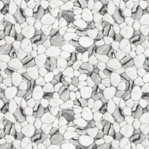 Elida Ceramica Pebble Creek Marble 12-in x 12-in Carrara-look Glass Pebble Mosaic Floor and Wall Tile (0.99-sq ft Piece)