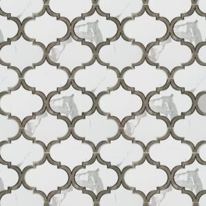 Elida Ceramica Waterjet Arabesque White 10-in x 13-in Polished Porcelain Arabesque Mosaic Wall Tile (0.87-sq ft Piece)