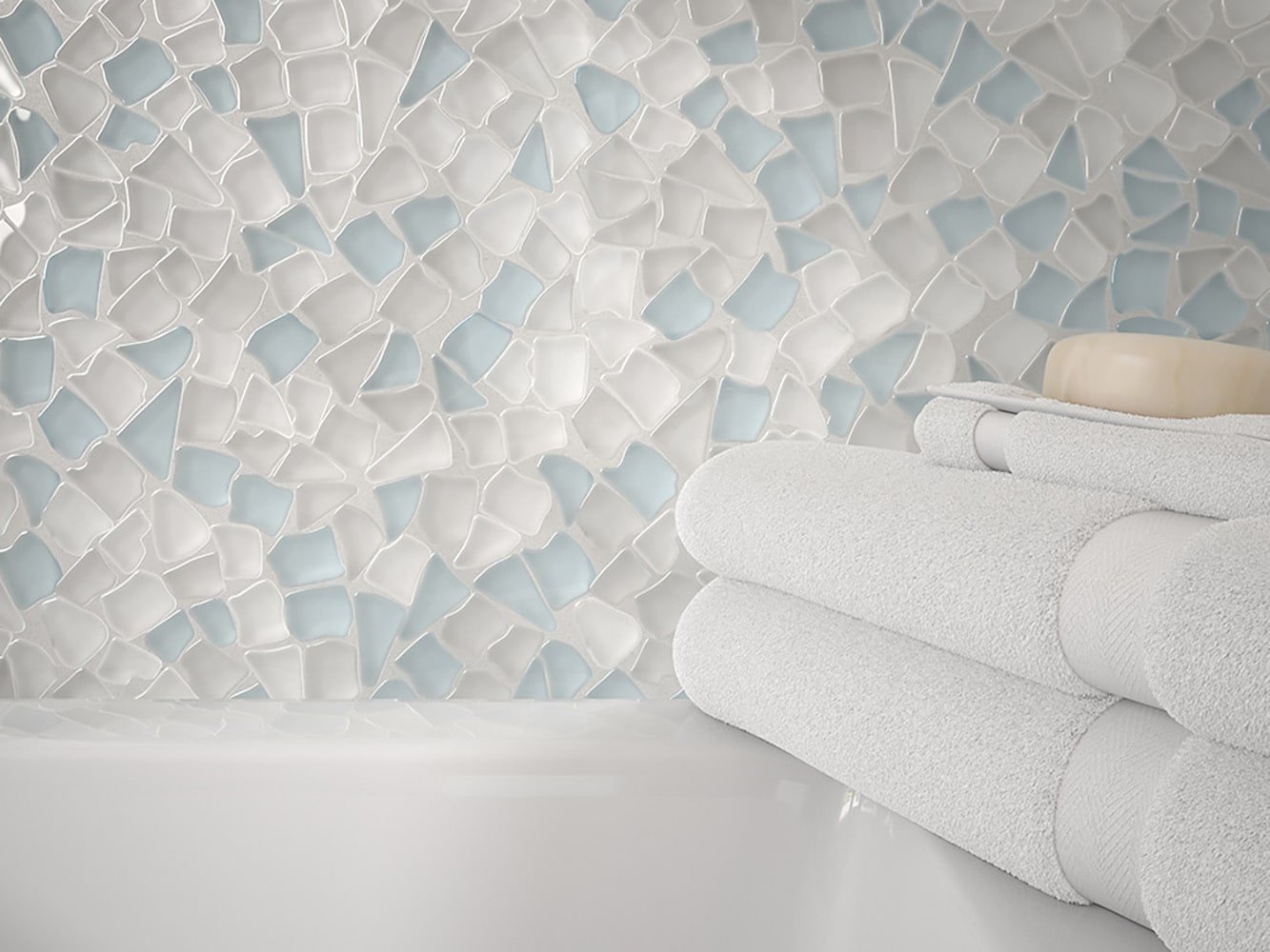 Elida Ceramica Island Spa 12-in x 12-in Glossy Glass Pebble Mosaic Floor and Wall Tile (0.936-sq ft Piece) - Image 4