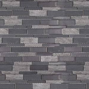Elida Ceramica Dark Mountain 12-in x 12-in Crackled Natural Slate Linear Mosaic Wall Tile (0.98-sq ft Piece)
