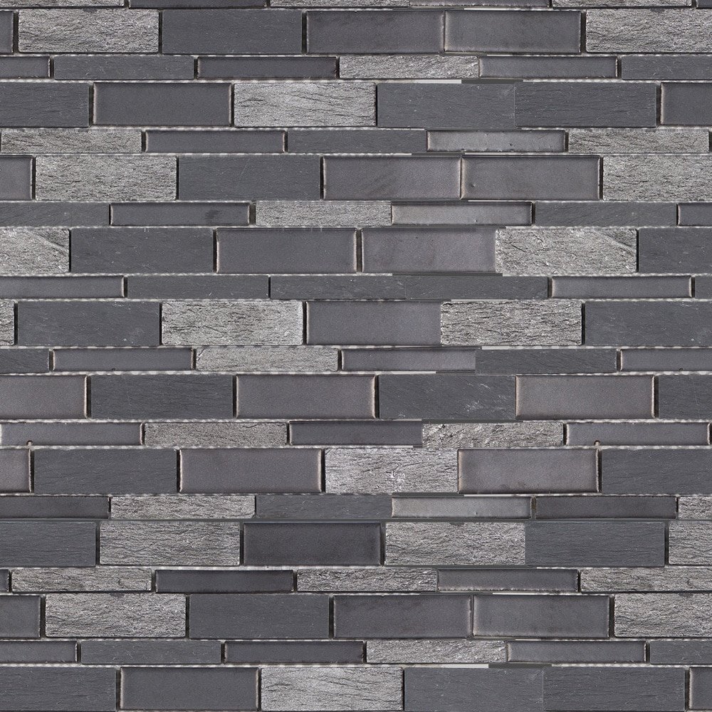 Elida Ceramica Dark Mountain 12-in x 12-in Crackled Natural Slate Linear Mosaic Wall Tile (0.98-sq ft Piece)