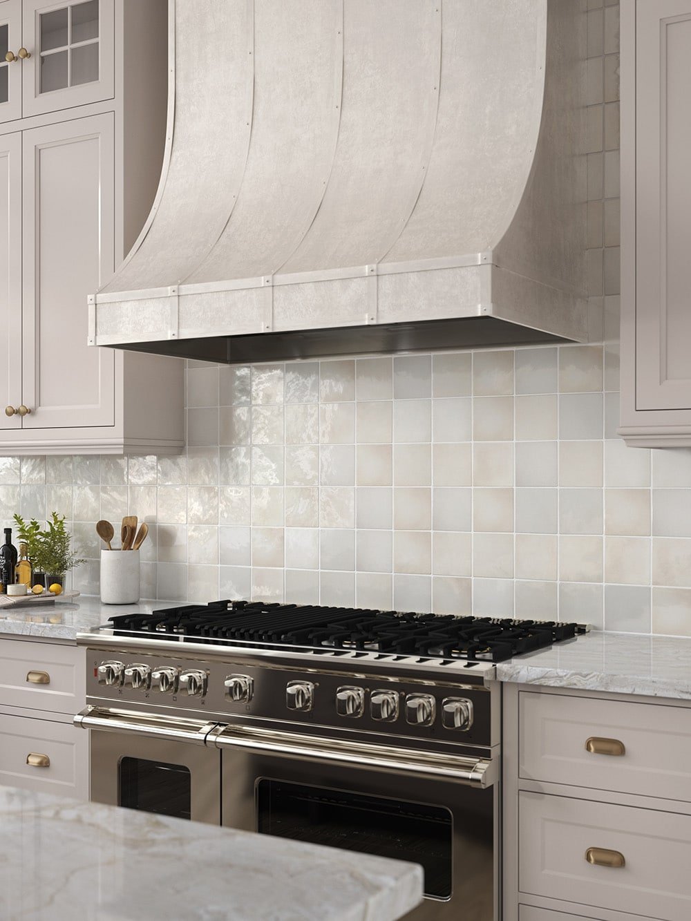 Boutique Zellige Cream 5-in x 5-in Glazed Ceramic Floor and Wall Tile (0.181-sq ft Piece) - Image 4