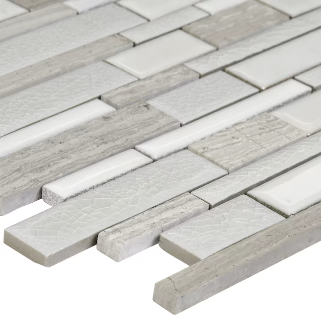 Elida Ceramica Crackled Silk 12-in x 12-in Glazed Porcelain/Stone Marble Linear Mosaic Wall Tile (1.05-sq ft Piece) - Image 2