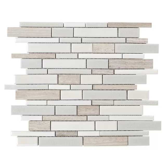 Elida Ceramica Crackled Silk 12-in x 12-in Glazed Porcelain/Stone Marble Linear Mosaic Wall Tile (1.05-sq ft Piece) - Image 3