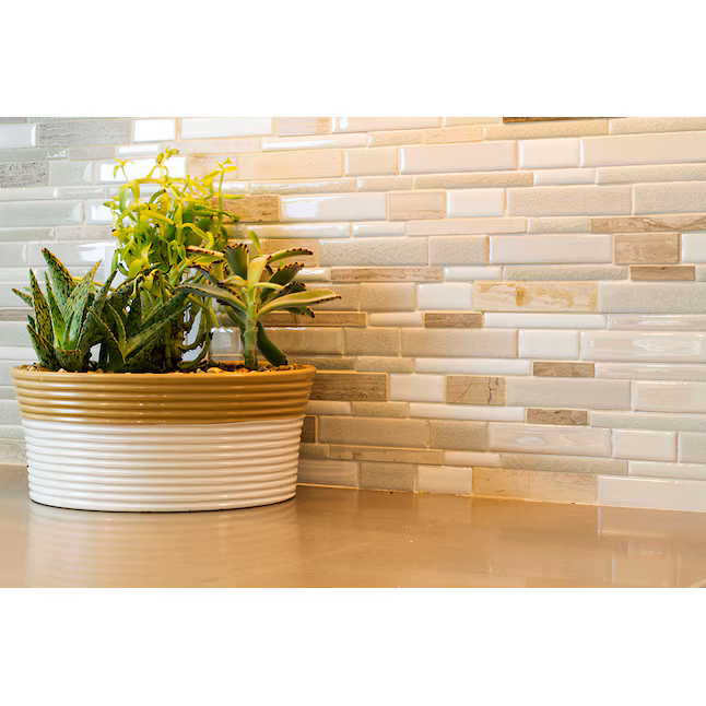 Elida Ceramica Crackled Silk 12-in x 12-in Glazed Porcelain/Stone Marble Linear Mosaic Wall Tile (1.05-sq ft Piece) - Image 5