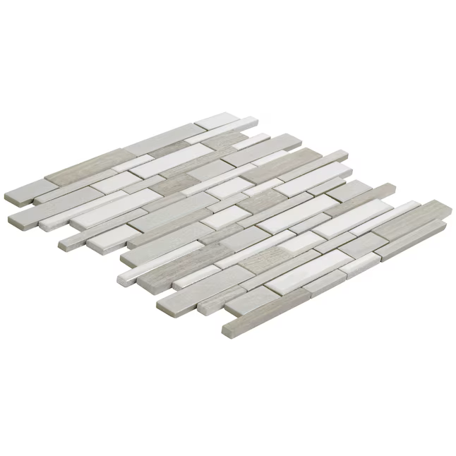 Elida Ceramica Crackled Silk 12-in x 12-in Glazed Porcelain/Stone Marble Linear Mosaic Wall Tile (1.05-sq ft Piece) - Image 4