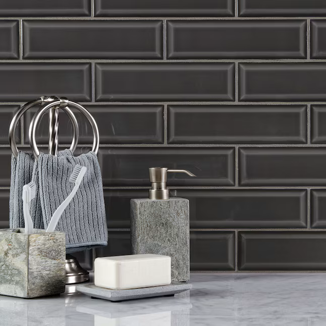 Boutique Ceramic Boutique Grey 3-in x 9-in Glazed Ceramic Subway Wall Tile (0.18-sq ft Piece) - Image 3
