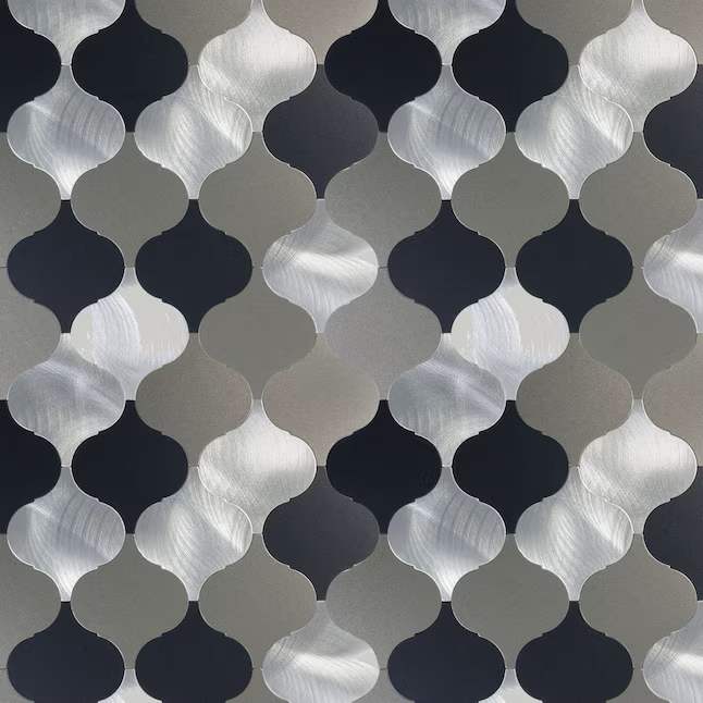 Peel&Stick Mosaics Peel and Stick Pewter Droplets Silver 9-in x 10-in Metallic Metal Arabesque Mosaic Wall Tile (0.617-sq ft Piece) - Image 2