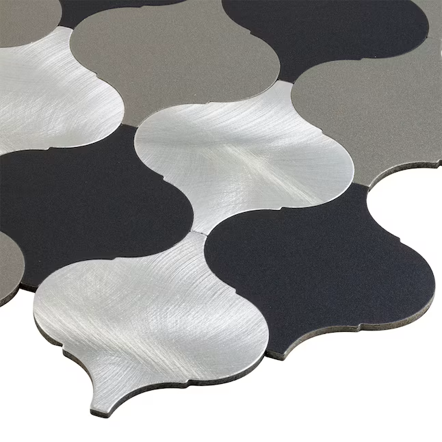 Peel&Stick Mosaics Peel and Stick Pewter Droplets Silver 9-in x 10-in Metallic Metal Arabesque Mosaic Wall Tile (0.617-sq ft Piece) - Image 3