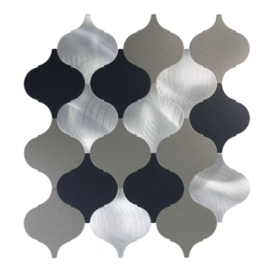 Peel&Stick Mosaics Peel and Stick Pewter Droplets Silver 9-in x 10-in Metallic Metal Arabesque Mosaic Wall Tile (0.617-sq ft Piece)