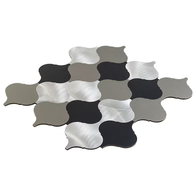 Peel&Stick Mosaics Peel and Stick Pewter Droplets Silver 9-in x 10-in Metallic Metal Arabesque Mosaic Wall Tile (0.617-sq ft Piece) - Image 5