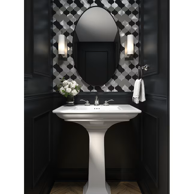 Peel&Stick Mosaics Peel and Stick Pewter Droplets Silver 9-in x 10-in Metallic Metal Arabesque Mosaic Wall Tile (0.617-sq ft Piece) - Image 6