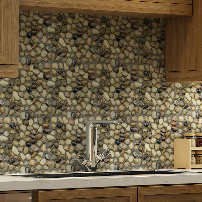 Peel&Stick Mosaics Rocky Road 10-in x 10-in Glossy Composite Linear Mosaic Wall Tile (0.59-sq ft Piece) - Image 5