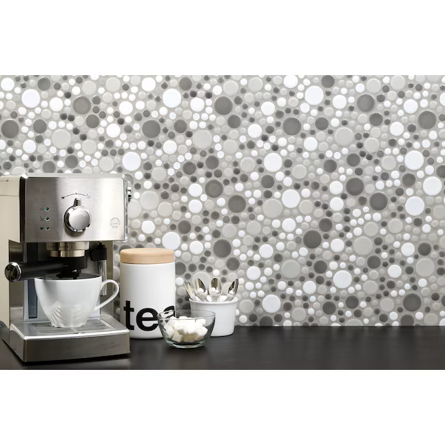 Elida Ceramica Rounded Blend 11-in x 11-in Glazed Porcelain Round Mosaic Wall Tile (0.81-sq ft Piece) - Image 6