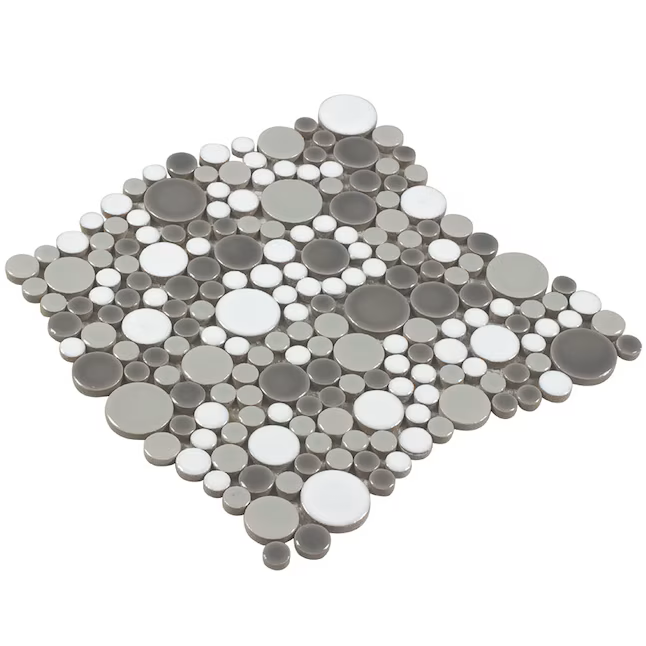 Elida Ceramica Rounded Blend 11-in x 11-in Glazed Porcelain Round Mosaic Wall Tile (0.81-sq ft Piece) - Image 2