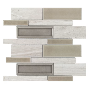 Elida Ceramica Cambridge Height Beige 12-in x 14-in Crackled Porcelain/Stone Marble Linear Mosaic Wall Tile (1.02-sq ft Piece)