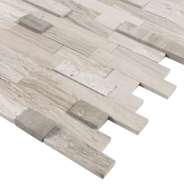 Peel&Stick Mosaics Rustic Dune Beige 12-in x 12-in Multi-finish Natural Marble Linear Mosaic Wall Tile (0.879-sq ft Piece) - Image 2