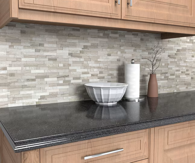 Peel&Stick Mosaics Rustic Dune Beige 12-in x 12-in Multi-finish Natural Marble Linear Mosaic Wall Tile (0.879-sq ft Piece) - Image 3