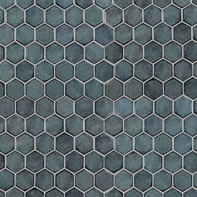 Boutique Jade Green 11-in x 13-in Glazed Porcelain Patterned Hexagon Mosaic Floor and Wall Tile (0.83-sq ft Piece)