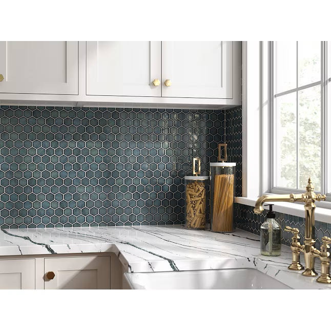Boutique Jade Green 11-in x 13-in Glazed Porcelain Patterned Hexagon Mosaic Floor and Wall Tile (0.83-sq ft Piece) - Image 5