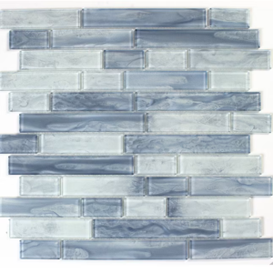 Elida Ceramica Misty Blue 12-in x 12-in Glossy Glass Patterned Linear Mosaic Wall Tile (0.955-sq ft Piece)