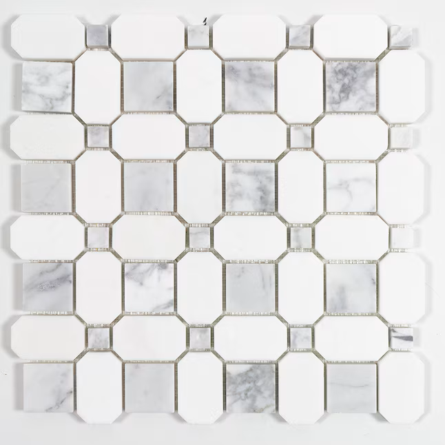 Elida Ceramica Astor Lane 12-in x 12-in Polished Natural stone Marble Marble look Basketweave Mosaic Floor and Wall Tile (0.88-sq ft Piece) - Image 5