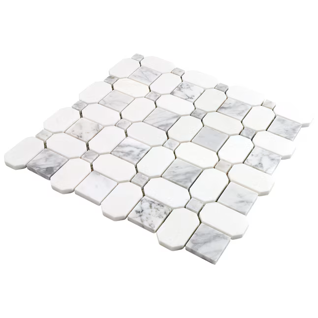 Elida Ceramica Astor Lane 12-in x 12-in Polished Natural stone Marble Marble look Basketweave Mosaic Floor and Wall Tile (0.88-sq ft Piece) - Image 7