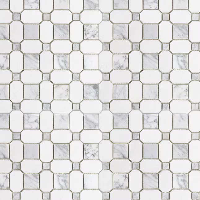 Elida Ceramica Astor Lane 12-in x 12-in Polished Natural stone Marble Marble look Basketweave Mosaic Floor and Wall Tile (0.88-sq ft Piece)