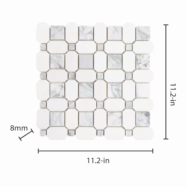 Elida Ceramica Astor Lane 12-in x 12-in Polished Natural stone Marble Marble look Basketweave Mosaic Floor and Wall Tile (0.88-sq ft Piece) - Image 4