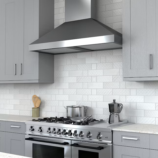 Boutique Ceramic White 9-in x 15-in Glazed Ceramic Subway Mosaic Wall Tile (0.95-sq ft Piece) - Image 3